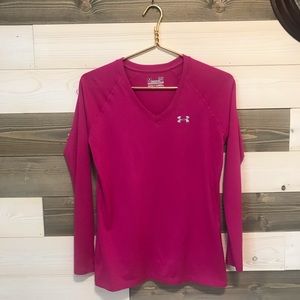 Under Armour heat gear Pink Fitted Long Sleeve Top size small